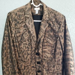 Chicos Taffeta Cat Print Jacket